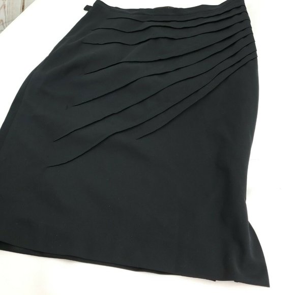 Catherine Malandrino Womens Black Pleated Front Side Slit Pencil Skirt Size 4 - Picture 3 of 14